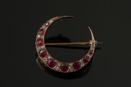 A late 19th century gold, ruby and diamo