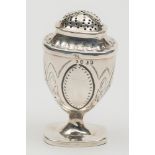 A George III silver pedestal pounce pot,