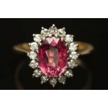 An 18ct gold, pink tourmaline and diamon