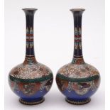 A pair of Japanese cloisonne vases: the