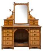 A late Victorian ash and inlaid bedroom