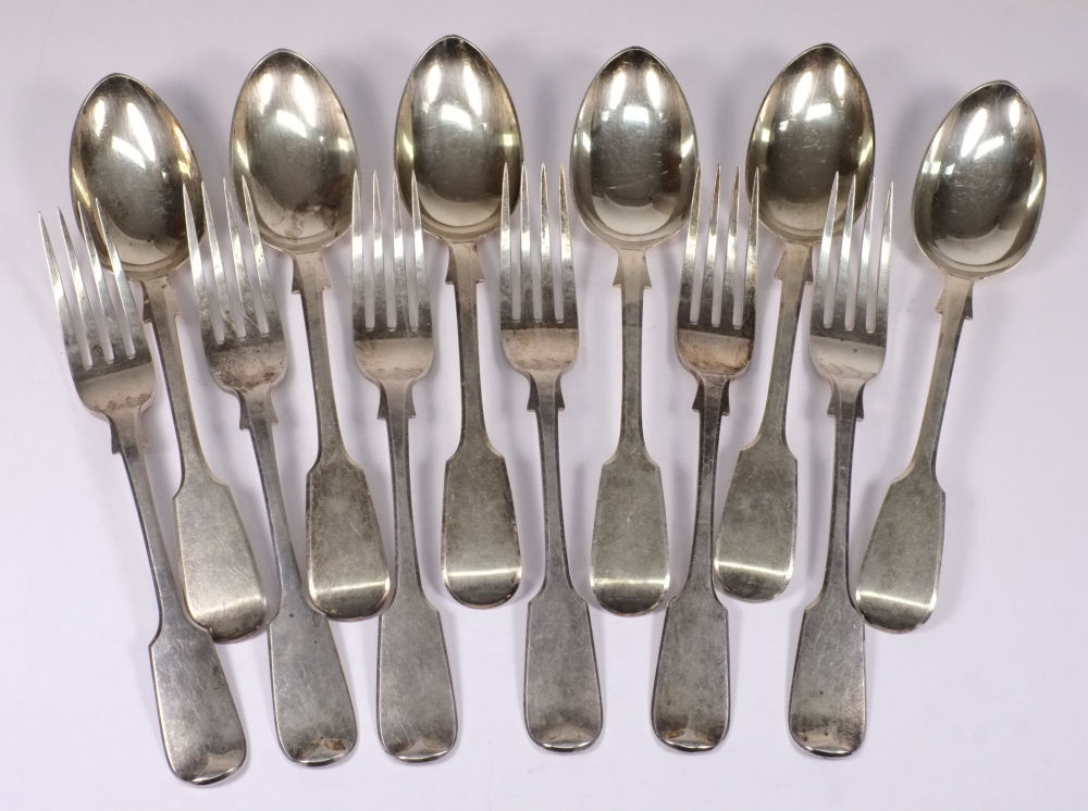 A set of six Victorian silver fiddle pat