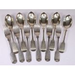 A set of six Victorian silver fiddle pat