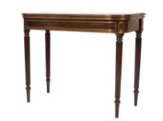 A Regency rosewood and brass inlaid rect