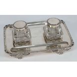 A Victorian silver inkstand, maker Edwar