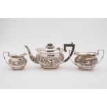 An Edward VII silver three - piece tea s