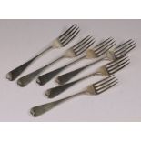 Six William IV Old English dessert forks