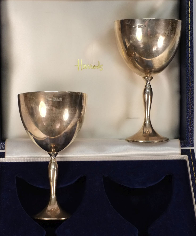 A pair of Elizabeth II silver wine goble