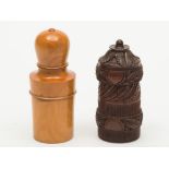 A 19th century carved treen ink bottle h