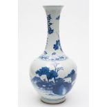 A Chinese blue and white bottle vase: wi