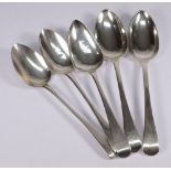 Five George III Old English table spoons