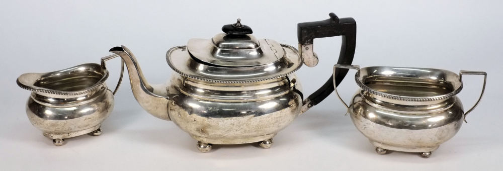 A George V silver three-piece tea servic