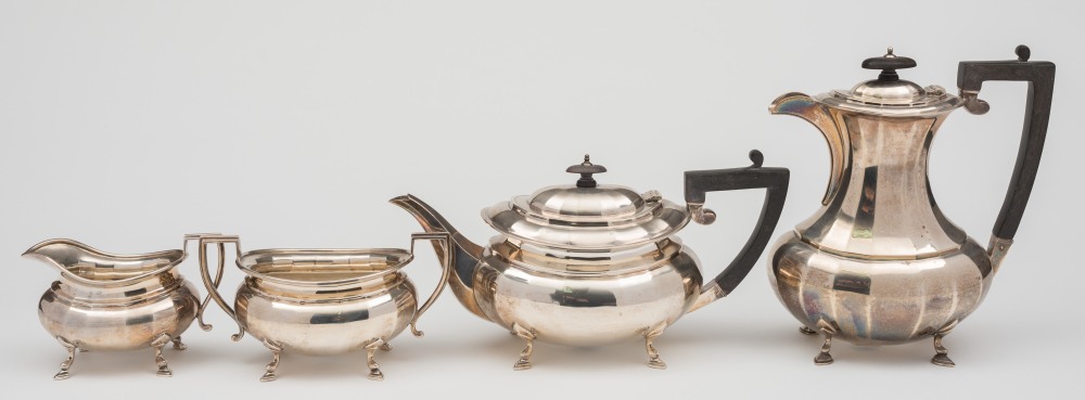 A George V silver four-piece tea service