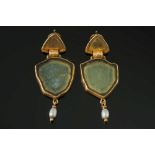 A pair of 18ct gold and green tourmaline