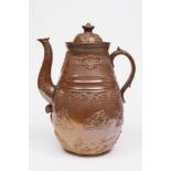 A salt glazed stone ware coffee pot of l