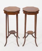 A pair of Edwardian mahogany, satinwood