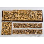 A Chinese carved giltwood frieze panel: