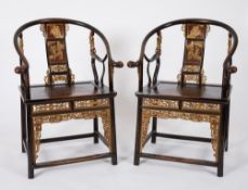 A pair of Chinese softwood red lacquer a