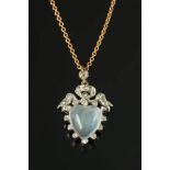 A heart-shaped moonstone and rose diamon