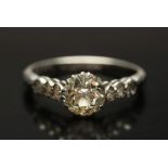 A diamond single stone ring: with old, b