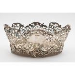 A George V silver pierced oval fruit bas