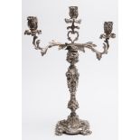 A plated twin-branch candelabra: with fo