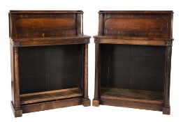 A pair of William IV rosewood chiffonier