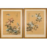 A pair of Chinese watercolours on silk: