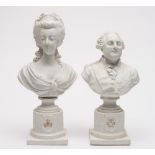 A pair of biscuit porcelain busts of Mar