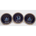 Three Meissen porcelain plates: each of