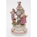 A  Meissen outside decorated figure grou