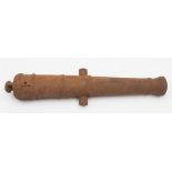 A 19th century cast iron signal cannon:, the 16 inch five stage barrel with flared muzzle,
