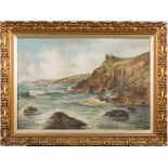 Reuben Chappell [1870-1940]-
Cornish coastal scene:-
signed and dated '08
oil on canvas
45 x 65cm.