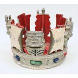 An Admiralty pattern cast aluminium crown:, painted in colours of a silver ground, 18cm high ,