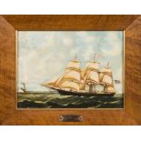 A set of six maritime themed Wedgwood Queen's ware porcelain plaques:, each with ship a portrait,