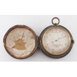 A 19th century gilt pocket barometer Newton & Co, London: the silvered dial signed Newton & Co,