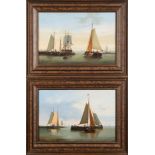 * Robert Moore [1905-1963]- 
Dutch coastal views:
a pair, both signed
oils on board
26 x 39cm.