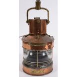 A WWII period copper and brass masthead lamp:, by Birmingham Engineering Company Ltd,