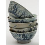Tek Sing Cargo - five good Chinese porcelain bowls: of circular form the exterior painted in blue