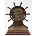 An Edwardian gilt ship's helm mantel clock presented as a gift by The Earl of Jellicoe to Dr P H