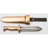 A cast bronze and steel diver's knife by C E Heinke & Co Ltd, London:,