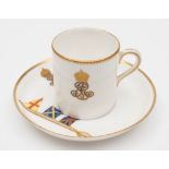 An Edward VII coffee can and saucer by Royal Worcester, possibly form the Royal Yacht:,
