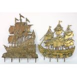 A brass coat hanger in the form of the Portuguese frigate Don Fernando,