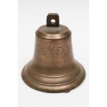 The ship's bell from the SS Kent together with the ship's helm by MacTaggart, Scott & Co Ltd,