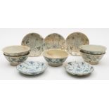 Tek Sing Cargo - five Chinese porcelain bowls and five stands: of circular form the  exterior