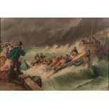 A of early 20th century prints, 'Off to the rescue' and 'Return of the Lifeboat':,