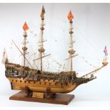 A scale model of  90 gun first-rate ship of the line The Sovereign of the Seas:,