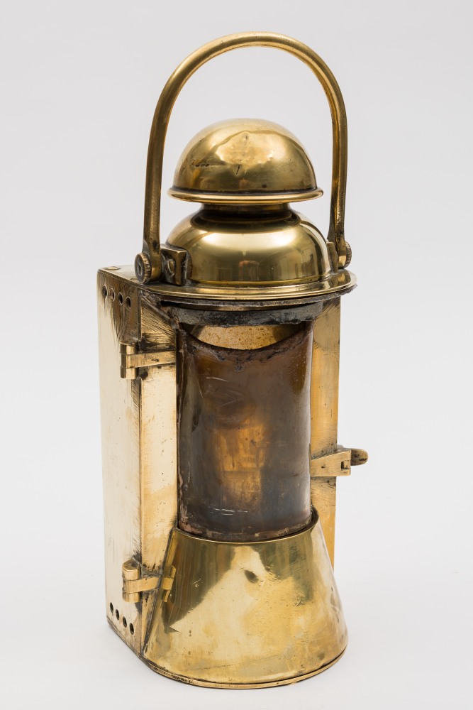 An early 20th century brass ship's bulkhead lamp by Bulpitt & Sons, Birmingham:,