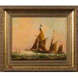 English School-
The Trawler Fleet:-
indistinctly signed 
oil on board
19 x 24cm.