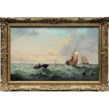 Jock [John H] Wilson [1774-1855]-
Shipping in a bay:-
signed bottom left
oil on canvas
39 x 64.5cm.